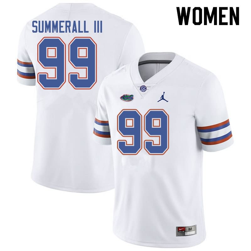 Women's NCAA Florida Gators Lloyd Summerall III #99 Stitched Authentic Jordan Brand White College Football Jersey FPS4565WB